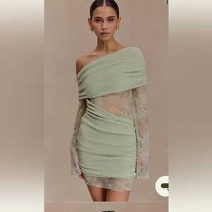 Meshki Luxie Lace Knit Mini Dress - Pastel Green